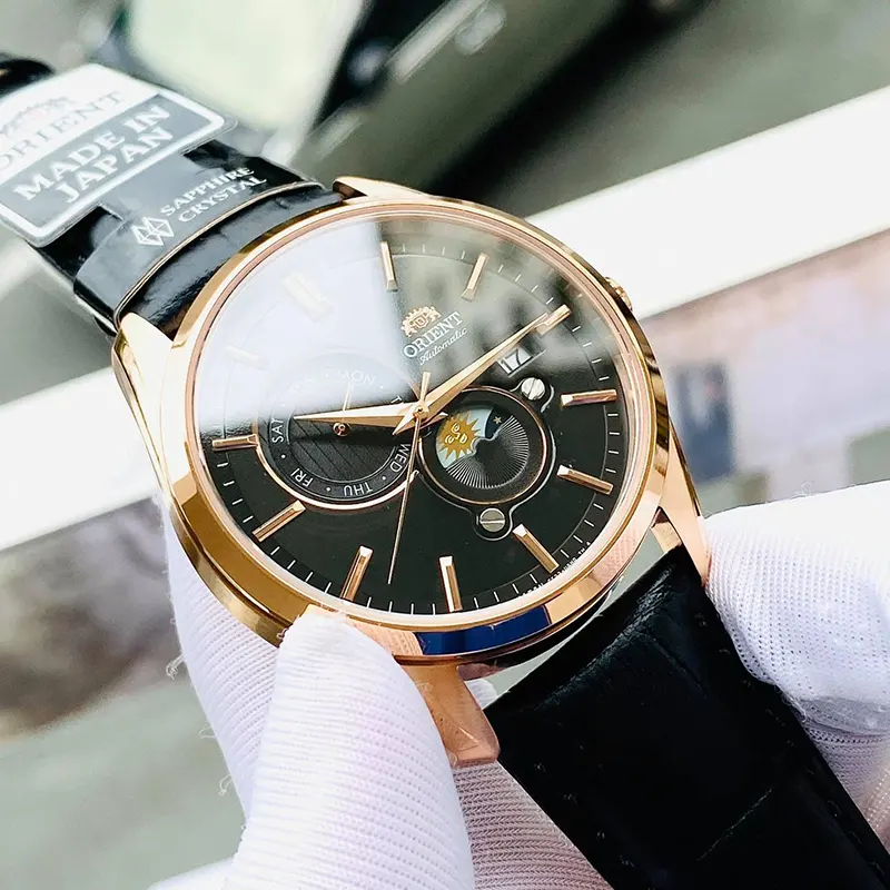 Orient Contemporary Sun and Moon Black Dial Men's Watch- RA-AK0309B